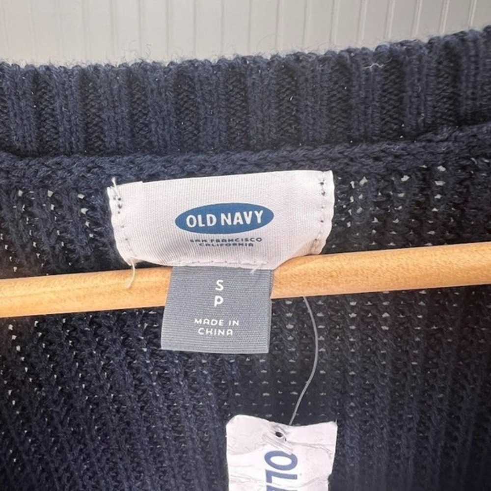 Old Navy Sweater Navy Blue Hippie Grunge Fairy Cozy Comfy‎ Beachy Knit Lace NWT - Picture 6 of 11